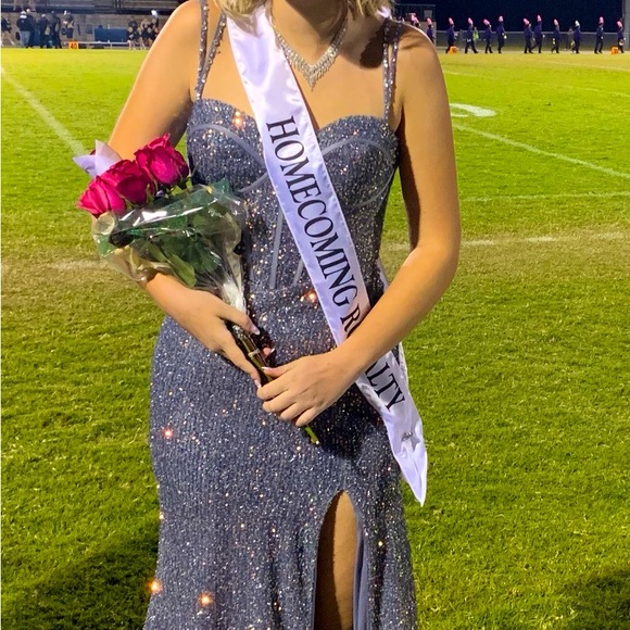 Cinderella Slate Iridescent Formal Gown - Picture 2 of 7